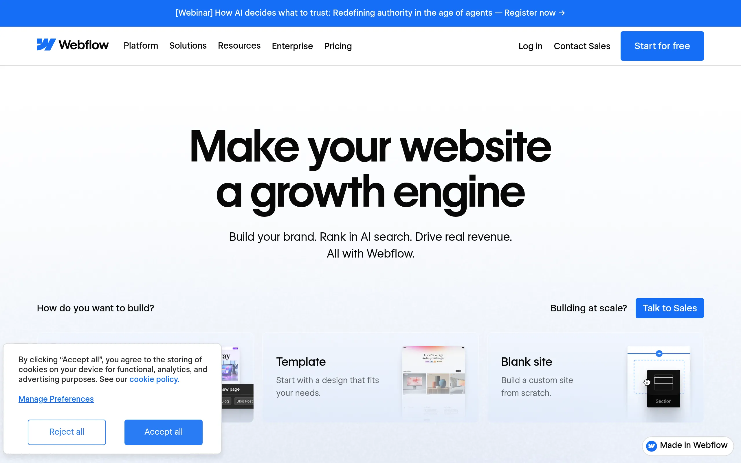 Screenshot of Webflow